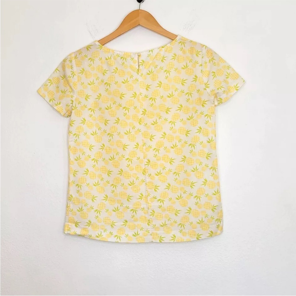 J Crew Linen Pineapple Short Sleeve blouse Women’s Large Size L